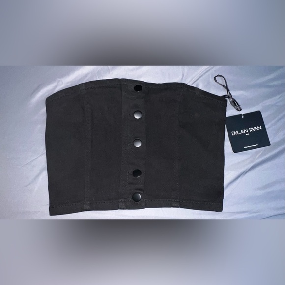Dylan Ryan black  Denim Corset Top, M  NWT [E-50] - Picture 1 of 6